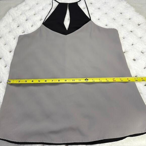 Express Gray and Black Halter soft Blouse Size S keyhole neckline -W/O tags - Picture 6 of 6